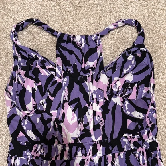 Glamour Abstract Purple and Black Midi Dress - Picture 4 of 5